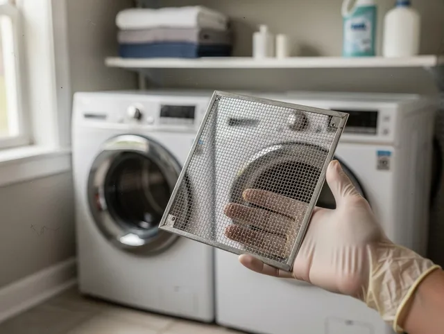 Orange Dryer Vent Cleaning specialist performing detailed lint trap cleaning service in Orange